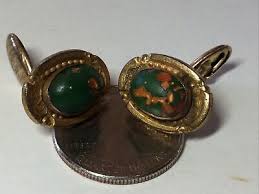 Antique Cufflinks 1920s - Green with Copper Color -Link Style Mens Retro Vintage | eBay