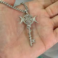 Sterling Silver 925 Hecate Key Pendant, Snake Amulet ...