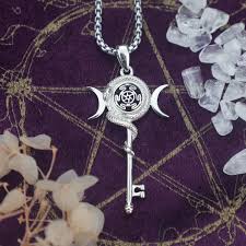 Hecate Key Necklace – 925 Sterling Silver Triple Moon ...
