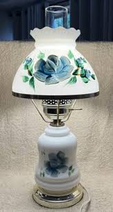 Vitg UL Hand Painted Milk Glass Blue Rose GWTW Electric ...
