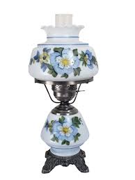 Vintage Hedco Hurricane Lamp Smaller Blue Floral Flowers 16 ...