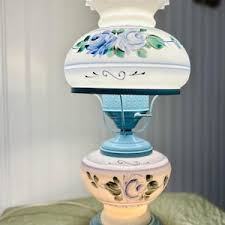 Vintage Hurricane Lamp With Hand Painted Blue Flowers – 18 ...