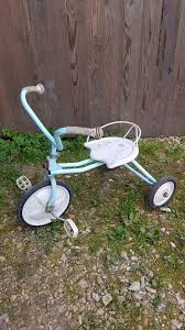 Old Children's Tricycle Toy Metal Blue & White 70s Vintage ...