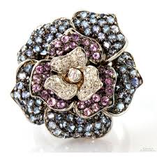 Aquamarine Sapphire Diamond Sonia Bitton18K Rose Ring ...