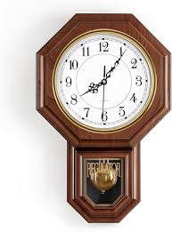 Pendulum Wall Clock Battery Operated, Imitation Wood Plastic ...