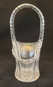Vintage Glass Crystal Wedding Basket - flower vase basket - Easter basket | eBay
