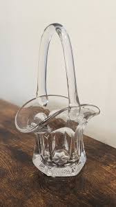 Vintage Glass Bridal Basket, Vintage Glass Basket With Handle, Glass Bridal Basket, Clear Glass Basket - Etsy