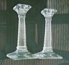 VINTAGE CRYSTAL CANDLE HOLDERS SPARKLING ETCHED DESIGN NR | eBay