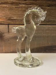 Mosser Vintage Glass Clear Glossy Pony Figurine | Marked - Etsy