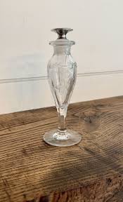 Heisey Cut Glass Perfume Bottle w/Sterling Silver & Black ...