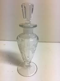 ANTIQUE VINTAGE VICTORIAN ETCHED GLASS PERFUME BOTTLE W ...