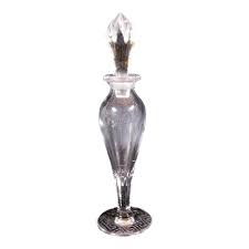 1970s Tall Footed Clear Glass Perfume Bottle | Chairish