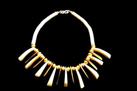 Vintage - Shell-disc, Bone, & Gold Beaded Tribal Motif Necklace. - Etsy