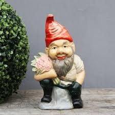 Ceramic Garden Gnome "franz" With Bouquet of Flowers ...