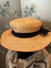 Eric Javits 1970, Straw Boater With a Black Ribbon Band ...