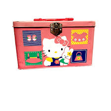 Vintage Y2k Hello Kitty Lunch Box Metal Tin Handle Sanrio ...