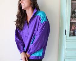 1980s Teal & Purple Nylon Hipster Jacket: Unisex Retro ...