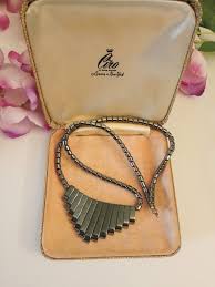 Vintage Hematite Bib Necklace: Art Deco Egyptian Revival Style - Etsy