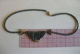 Hematite Beads Necklace / Front Section w/ 2 V Sections & Graduated Bars | eBay