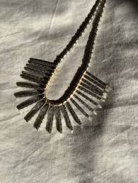 Madewell Statement Necklace Fringe Sticks Silver Gold 2-Tone Beaded Sun Beads | eBay