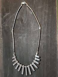 14 Inch Hematite Choker, Sterling Silver Fan Necklace - Etsy UK