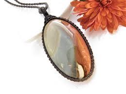 Polychrome Jasper necklace | Jasper pendant | Earth Aura ...