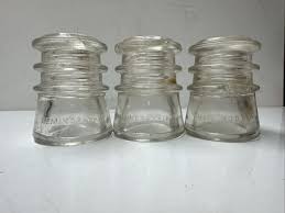 3-Antique Hemingray 10 Clear Glass Electrical Insulator USA ...