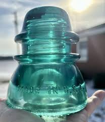 Antique Glass Insulator HEMINGRAY 42 Aqua blue green teal | eBay