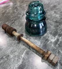 Antique Vintage Hemingray 42 Aqua Blue Green Glass Insulator With Screw On Rod. | eBay