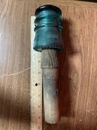 Vintage Hemingray-10 Blue Insulator Made In USA With Wooden Mounting Rod | eBay