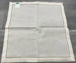 6 Pieces Beige 20x20" Hemstitch Embroidery Linen Dinner ...