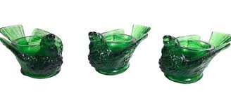 Set of 3 Vintage Forest Green Glass BIRD WITH BERRY Figural Open Salt Dip Cellars - Etsy