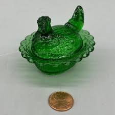 Mini Hen on Nest Chick Salt Cellar Dip Hunter Green Mosser USA, - Etsy