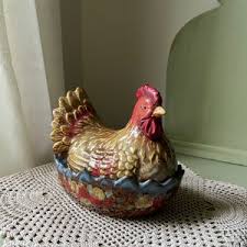 Ceramic Chicken Dish With Lid | Colorful Chicken Trinket Dish ...