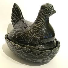 Portmeirion Green China Hen on Nest, Dark Green Egg Holder, 6 Inch Tall Pottery Chicken, Pottery Hen and Chicks, Lidded China Chicken Dish - Etsy