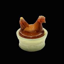 Vintage EE Ed Bowman Tiny Miniature Glass Hen on Nest. "mixed Marriage" Chocolate and Lite Slag. - Etsy