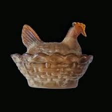 Vintage Miniature Degenhart Glass Hen on Nest, Beautiful Chocolately Brown Opaque Color, Salt Size With 2.5" Base. - Etsy