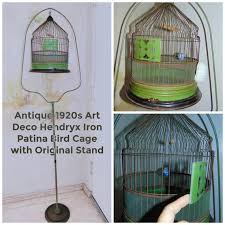 RARE 1920's Antique Iron Patina Green Hendryx Wire Birdcage ...