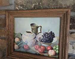 Vintage 3D Sill Life Painting by Henk Bos Featuring Fruit, Vegetables, Bowl and Pitcher; Circa 1950-60s. USA. Kitchen Decor,rustic Farmhouse - Etsy