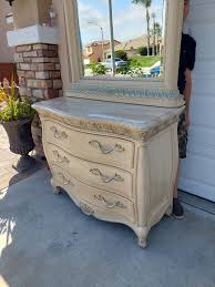 HENREDON MARBLE TOP DRESSER AND MIRROR