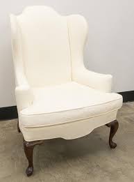Lot - Queen Anne Style Upholstered Wingback Arm Chair, H: 45 ...
