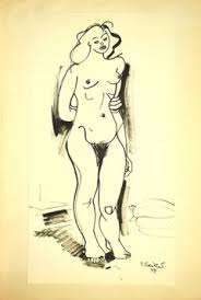 Tibor Gertler - Nude - Original China Ink Drawing by Tibor Gertler - 1948 For Sale at 1stDibs