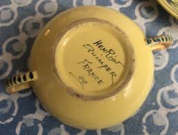 Vintage Quimper Yellow Breton Man Cream Soup Bowl w Under ...