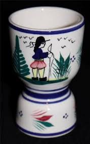 Henriot Quimper Double Egg Cup, Man Center, Faience, 3 3/4 ...