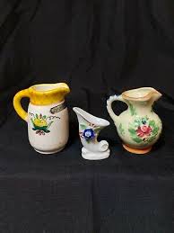 3 Vintage Miniature Pitchers Japan,Hand Decorated, Kishihara | eBay