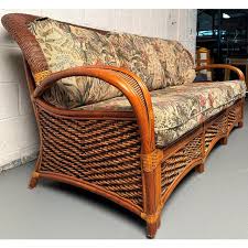 Mid 20th Century Three Seat Rattan Sofa by Palm Springs | Chairish