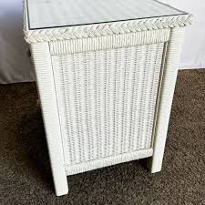 Coastal White Wicker Nightstand by Henry Link – Dolphin ...