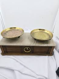 Vintage Marble Wood & Brass Balance Scale 19x8x5 | eBay