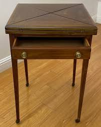 Vintage Inlaid Mahogany Handkerchief Folding Games / Side Table, C.1940 For Sale at 1stDibs | antique folding game table, 1940 folding card table, handkerchief game table