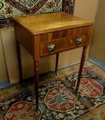 ANTIQUE AMERICAN FEDERAL WORK TABLE W/FINE DELICATE LEGS ...
